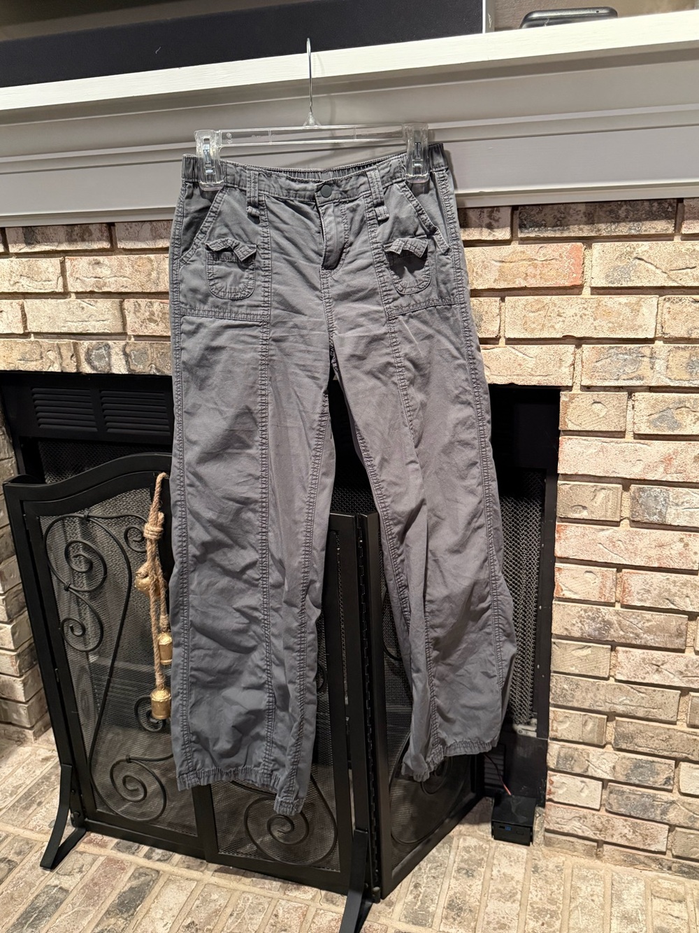 H&M long cotton pants, grey, size 2, EUC